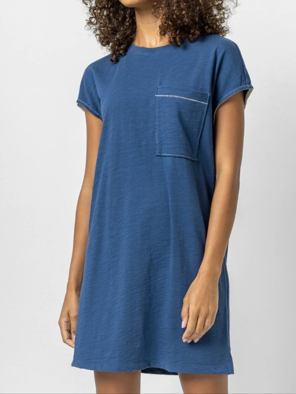 Lilla P• Easy  Pocket Tunic Casual Dress In Ink Blue With Pocket. Sz XS